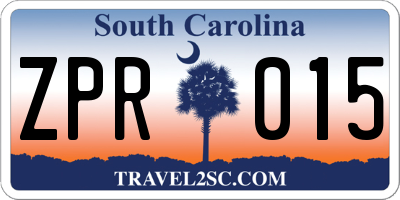 SC license plate ZPR015