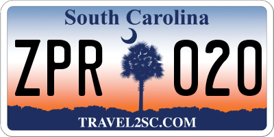 SC license plate ZPR020