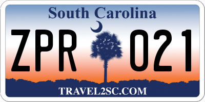 SC license plate ZPR021