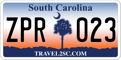 SC license plate ZPR023