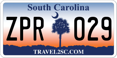 SC license plate ZPR029