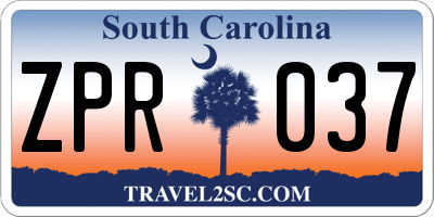 SC license plate ZPR037