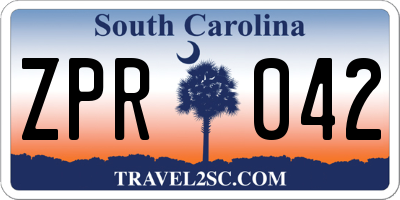 SC license plate ZPR042