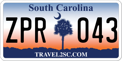 SC license plate ZPR043
