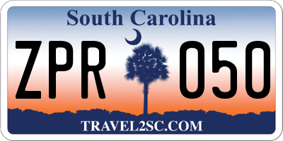 SC license plate ZPR050