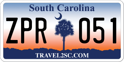 SC license plate ZPR051