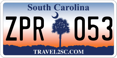SC license plate ZPR053