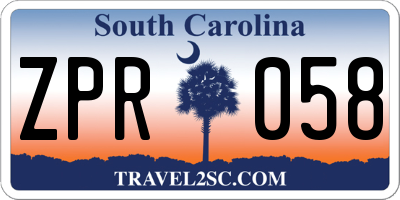 SC license plate ZPR058