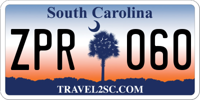 SC license plate ZPR060
