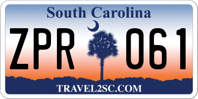 SC license plate ZPR061