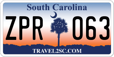 SC license plate ZPR063