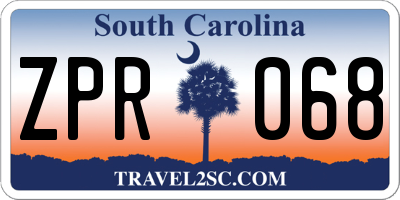 SC license plate ZPR068