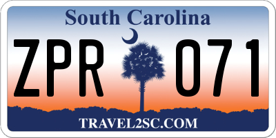 SC license plate ZPR071