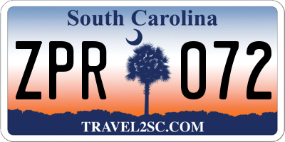 SC license plate ZPR072