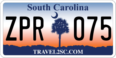 SC license plate ZPR075