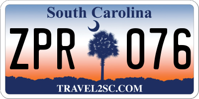 SC license plate ZPR076
