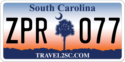 SC license plate ZPR077