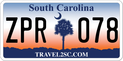 SC license plate ZPR078