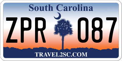 SC license plate ZPR087