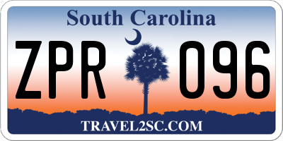SC license plate ZPR096