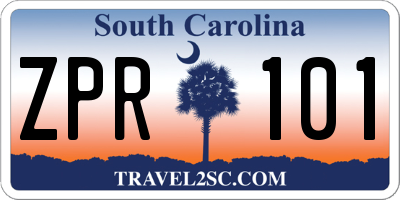 SC license plate ZPR101