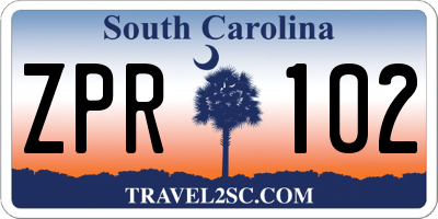 SC license plate ZPR102