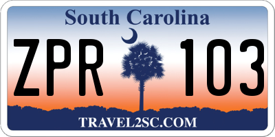 SC license plate ZPR103