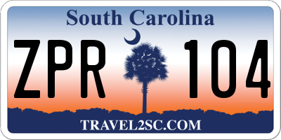 SC license plate ZPR104