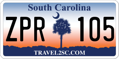 SC license plate ZPR105