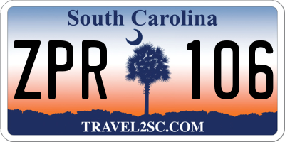 SC license plate ZPR106