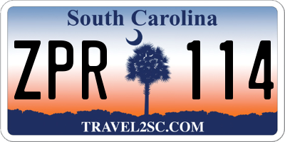SC license plate ZPR114