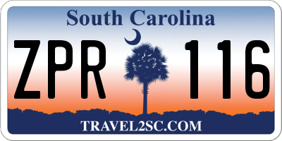 SC license plate ZPR116