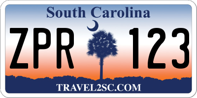 SC license plate ZPR123