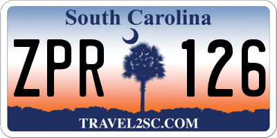 SC license plate ZPR126