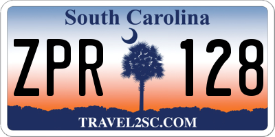 SC license plate ZPR128