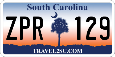 SC license plate ZPR129