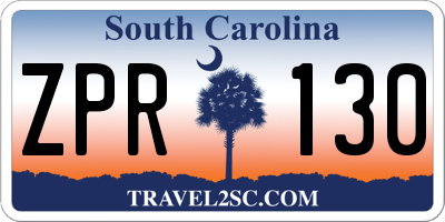 SC license plate ZPR130