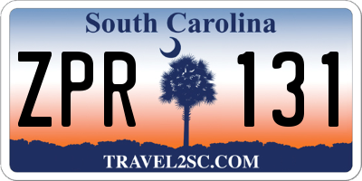 SC license plate ZPR131
