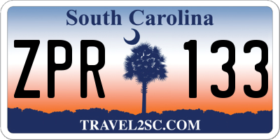 SC license plate ZPR133