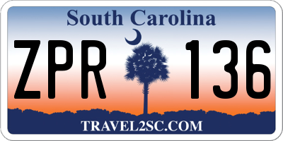 SC license plate ZPR136