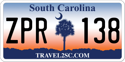 SC license plate ZPR138