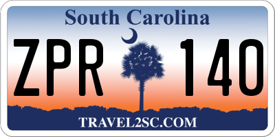 SC license plate ZPR140