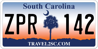 SC license plate ZPR142