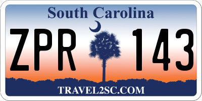 SC license plate ZPR143