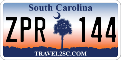 SC license plate ZPR144
