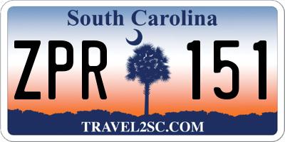 SC license plate ZPR151