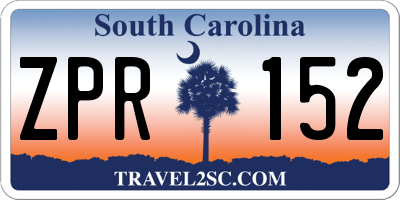 SC license plate ZPR152