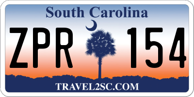 SC license plate ZPR154