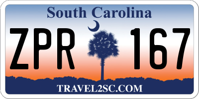 SC license plate ZPR167
