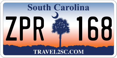 SC license plate ZPR168